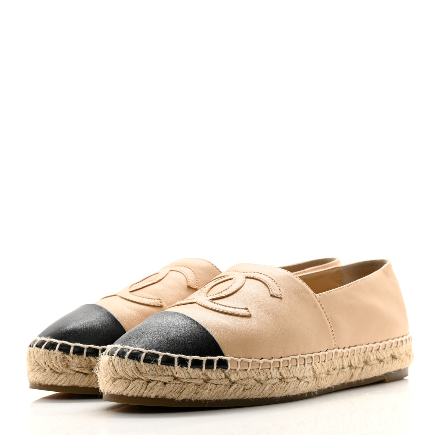 Lambskin CC Espadrilles 38 Beige Black