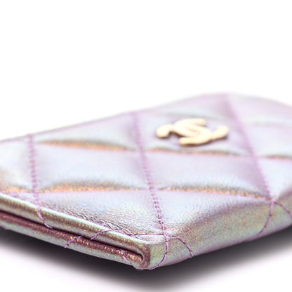 Chanel Iridescent Lambskin Quilted Card Holder Purple 17 of 24