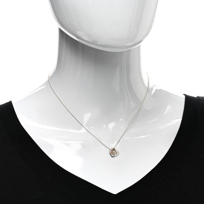Tiffany Sterling Silver 18K Rose Gold Elsa Peretti Extra Mini Double Open Heart Pendant Necklace 2 of 4