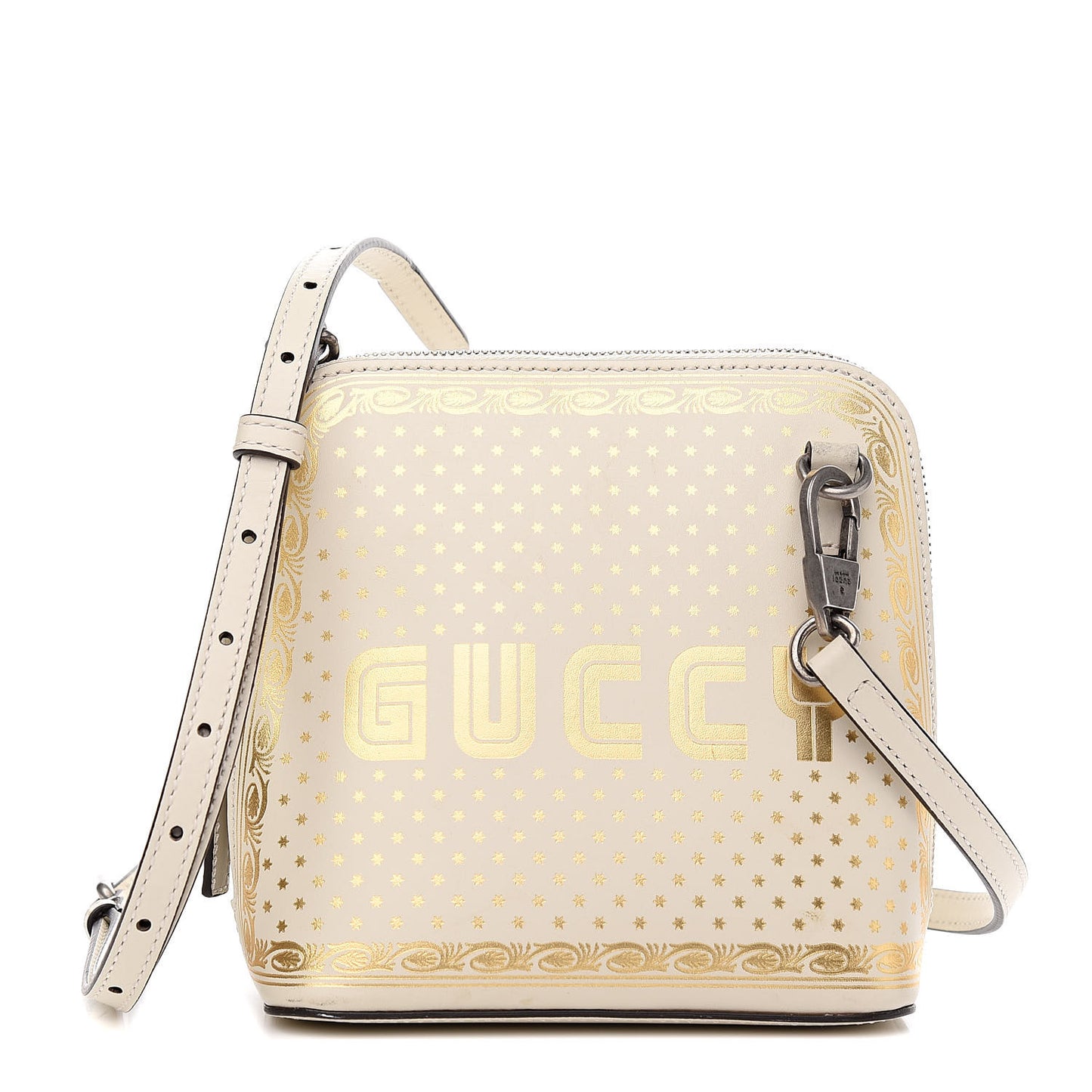 X SEGA Calfskin GUCCY Stars Mini Dome Shoulder Bag Mystic White Gold