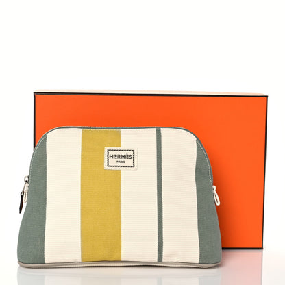 Hermes Cotton Stripe Bolide Rayures Rocabar Mini Travel Cosmetic Pouch Absinthe 9 of 9