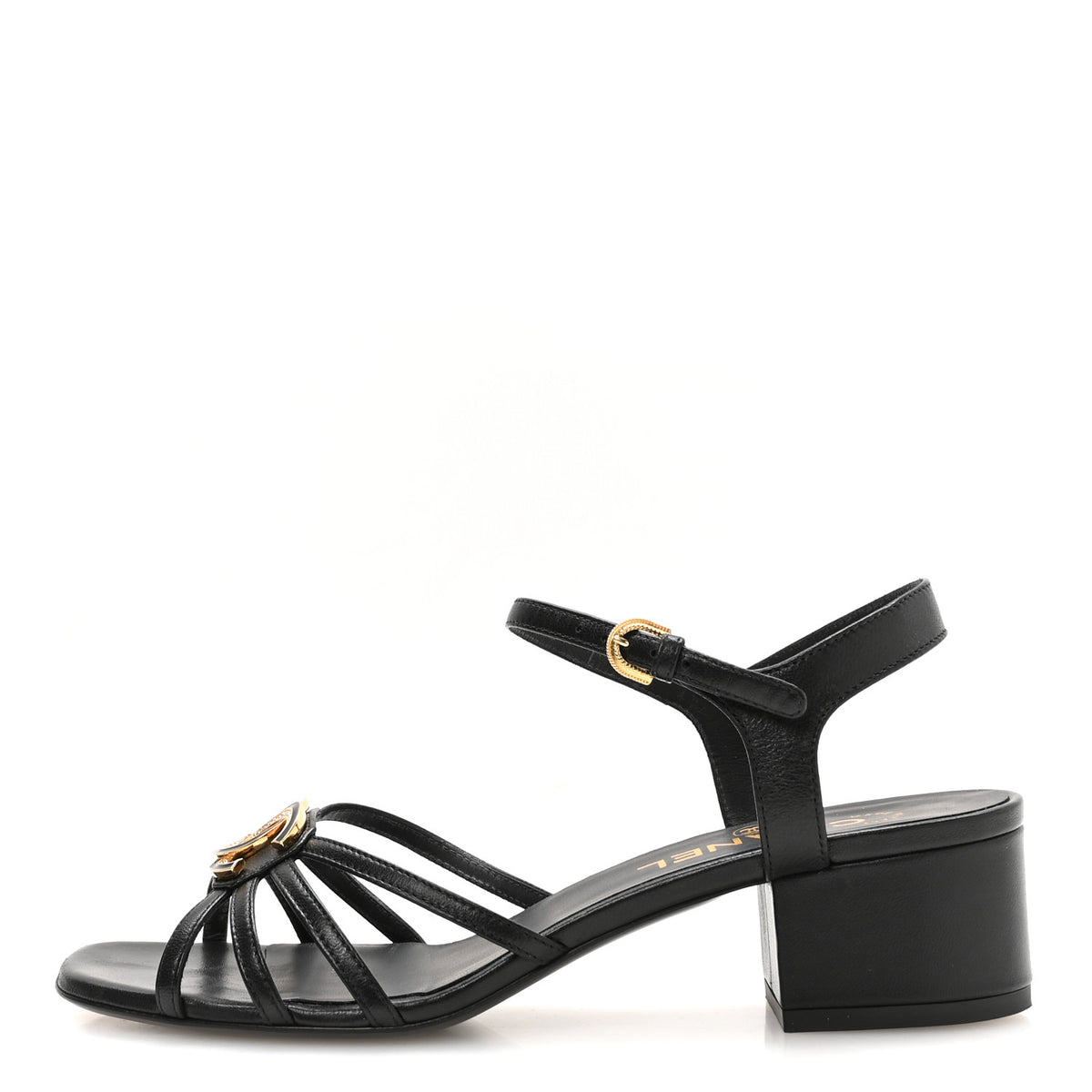 Chanel Lambskin Crystal CC Sandals 37.5 White 1 of 9
