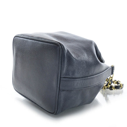 Chanel Caviar CC Drawstring Bag Navy Blue 4 of 8