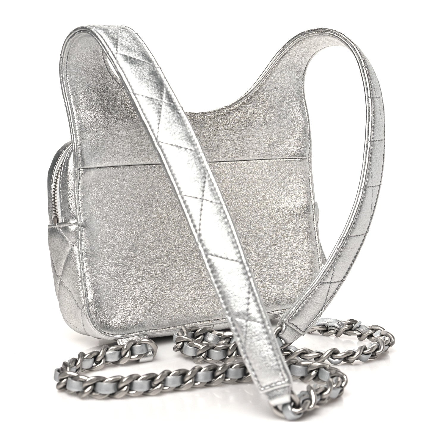Chanel Metallic Lambskin Quilted Flap Backpack Silver 3 of 10