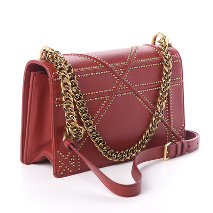 Christian Dior Calfskin Studded Medium Diorama Flap Bag Red 3 of 9