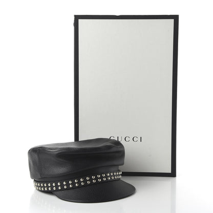 Gucci Calfskin Studded Cellarius Hat XL Black 9 of 9