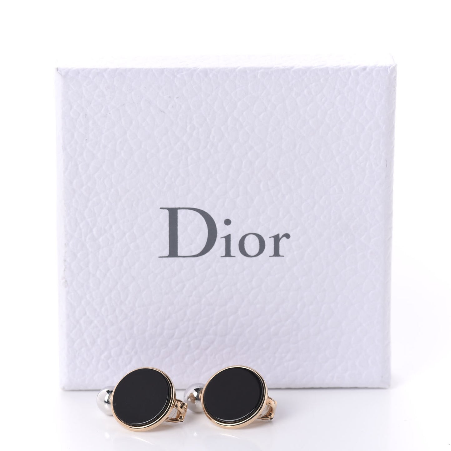 Resin Clip On Earrings Black Gold Silver