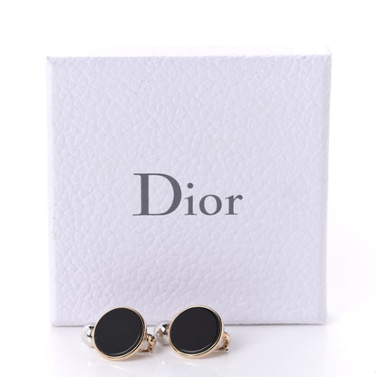 Christian Dior Resin Clip On Earrings Black Gold Silver 5 of 5