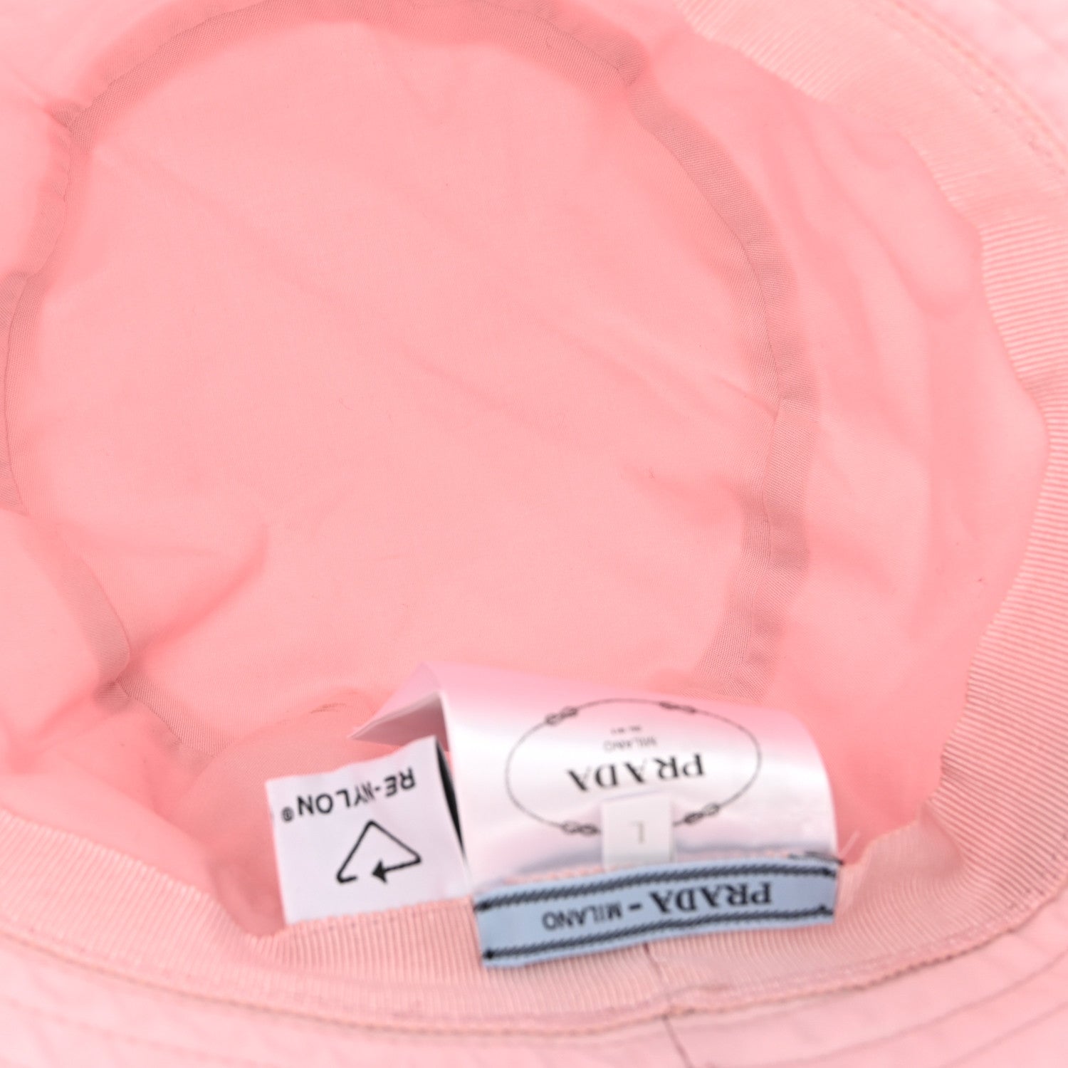 Prada Re-Nylon Metal Triangle Logo Womens Bucket Hat L Alabastro 7 of 8