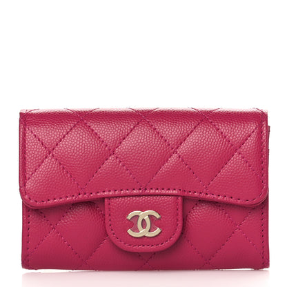 Chanel Caviar Quilted Flap Card Holder Wallet Fuchsia 1 of 8