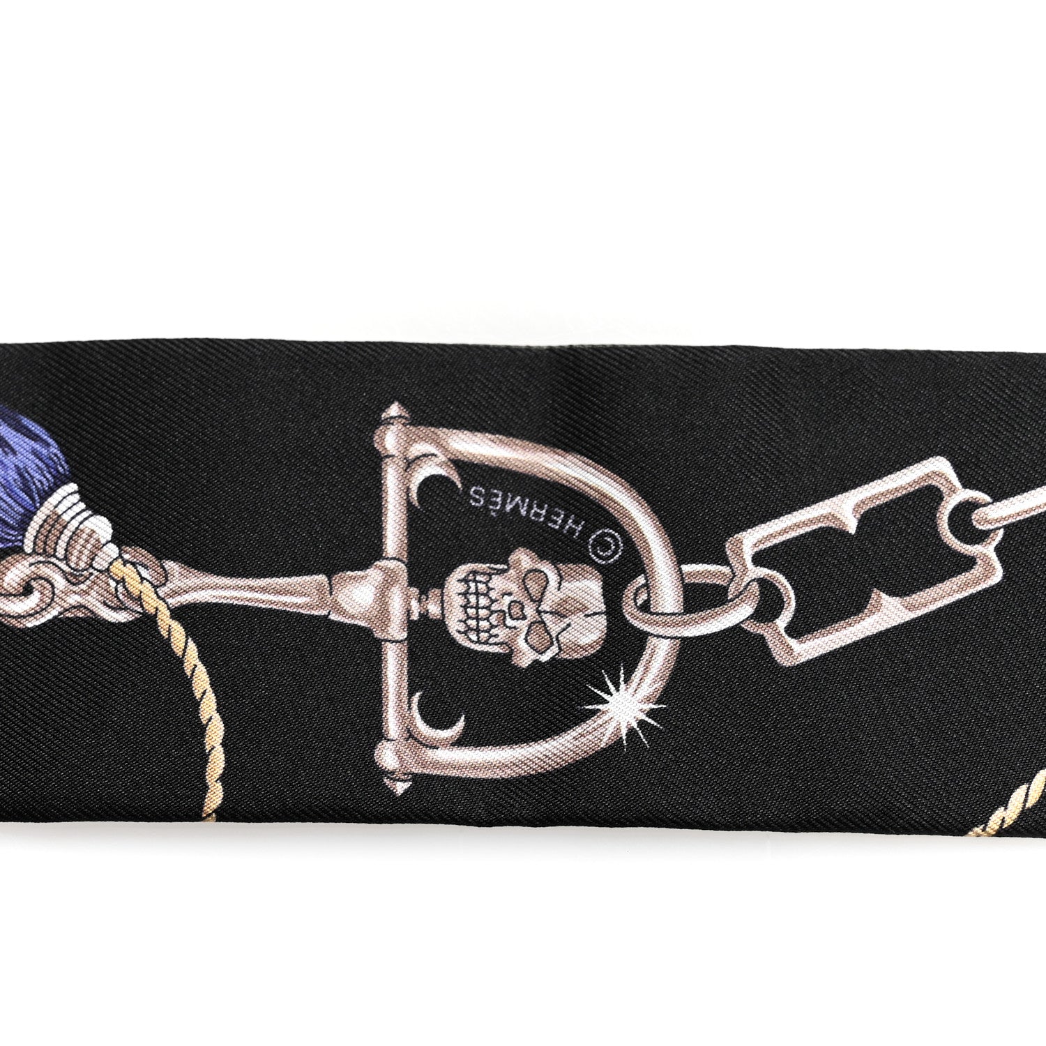 Hermes Silk C'est la Fete Twilly Kaki Fonce White Black 3 of 4