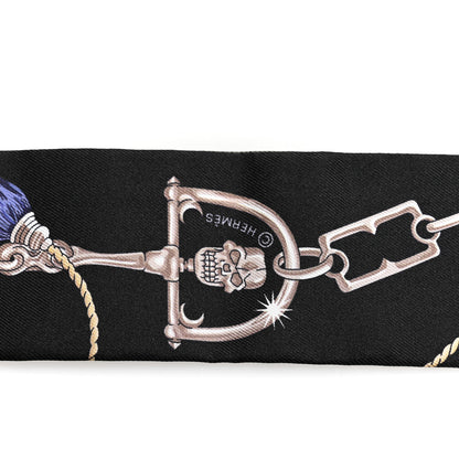 Hermes Silk C'est la Fete Twilly Kaki Fonce White Black 3 of 4