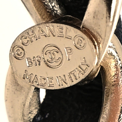 Chanel Lambskin CC Turnlock Chain Hoop Earrings Gold Black 4 of 4
