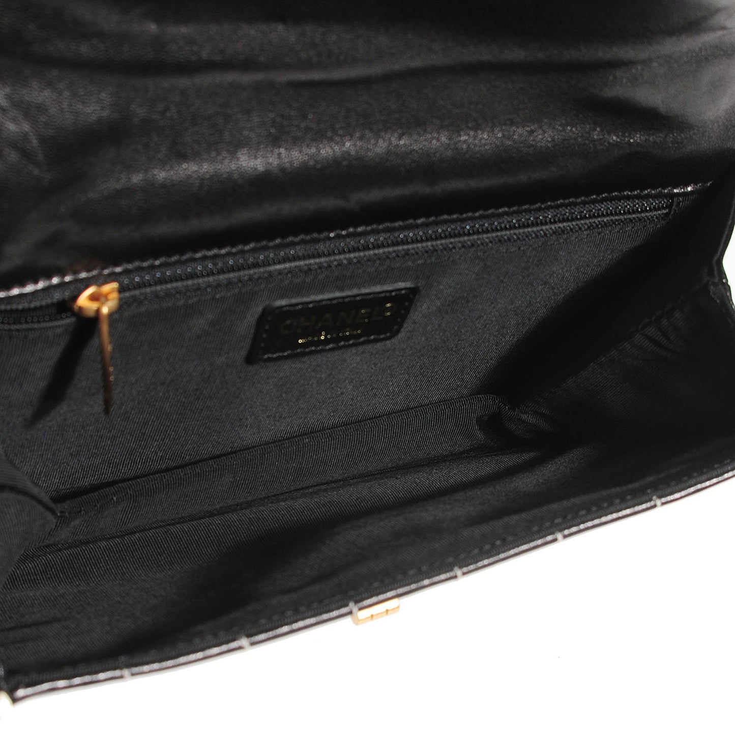 Lambskin Contrast Stitched Small Mademoiselle Flap Black White