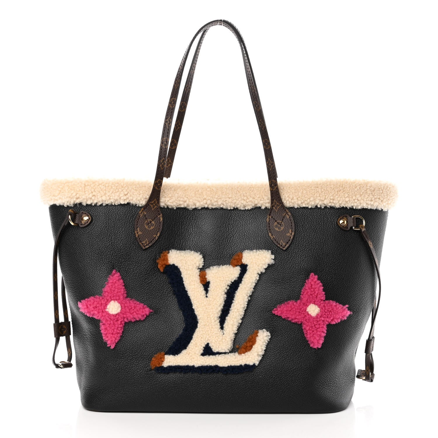 Louis Vuitton Calfskin Monogram Teddy Neverfull MM Black 3 of 11