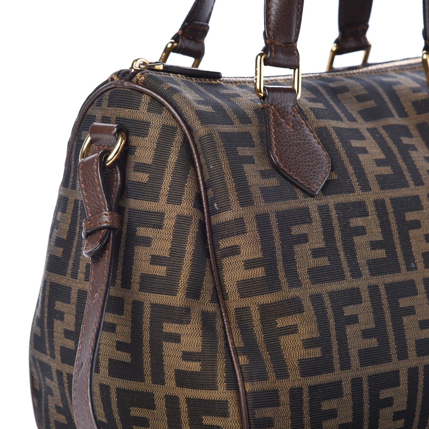 Fendi Zucca Vitello Artic Small Boston Tobacco Castagna 12 of 13
