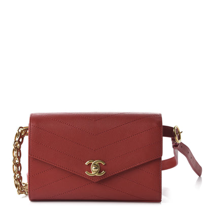 Chanel Calfskin Chevron Stitched Waist Belt Bag Dark Red 1 of 10