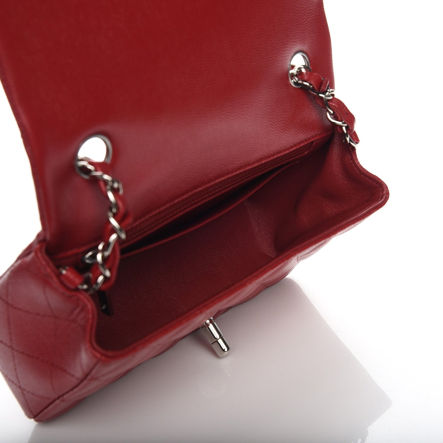 Caviar Quilted Mini Rectangular Flap Dark Red