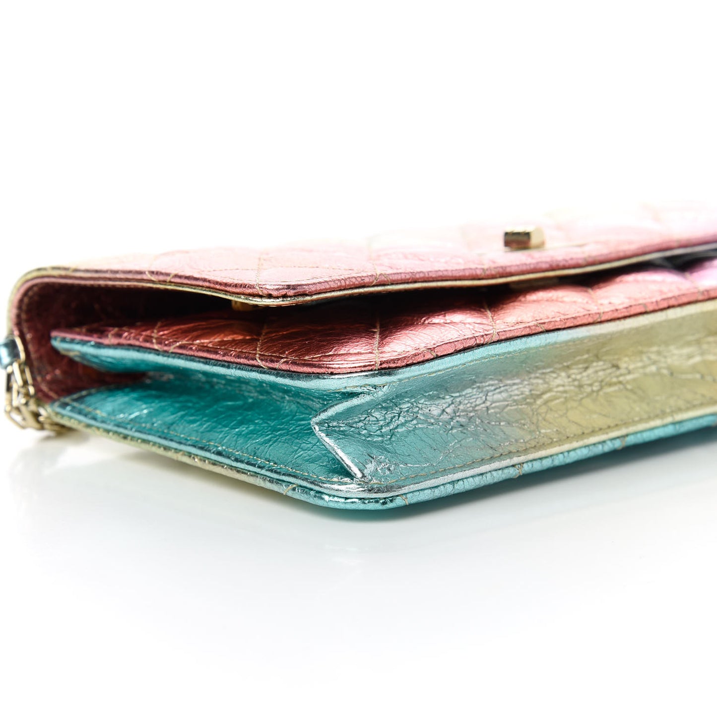 Metallic Goatskin Quilted 2.55 Reissue Wallet on Chain WOC Multicolor