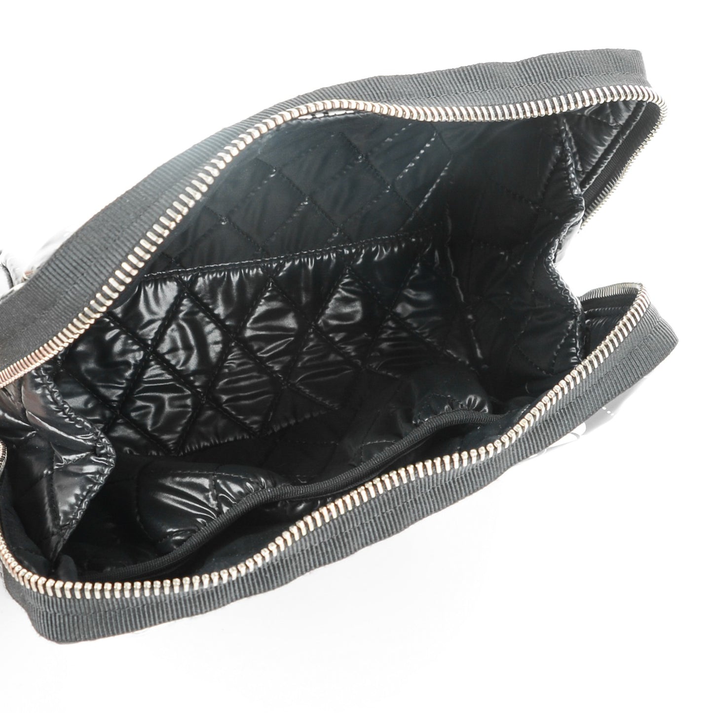 Coated Canvas Airline Cosmetic Pouch Black White