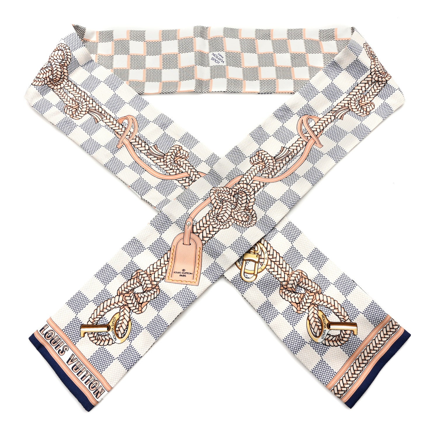 Louis Vuitton Silk Damier Azur Infinity Bandeau Azure Blue 1 of 4