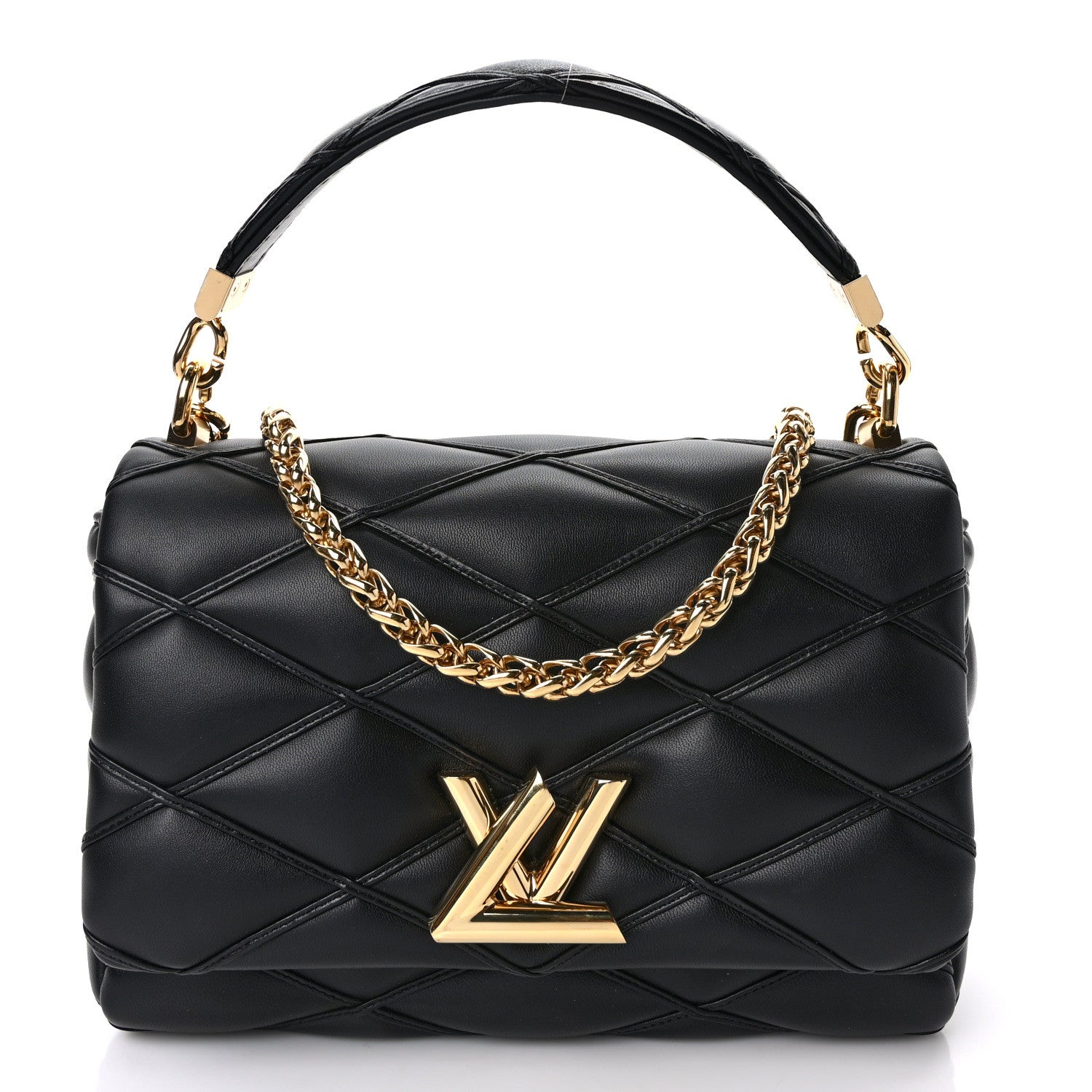 Louis Vuitton Lambskin Malletage Top Handle GO-14 MM Black 3 of 12