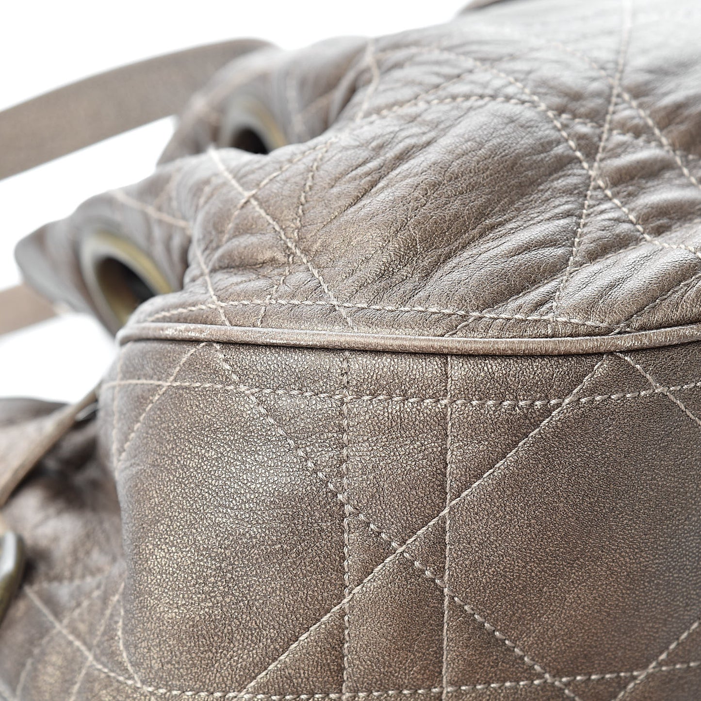 Lambskin Cannage Drawstring Bag Bronze