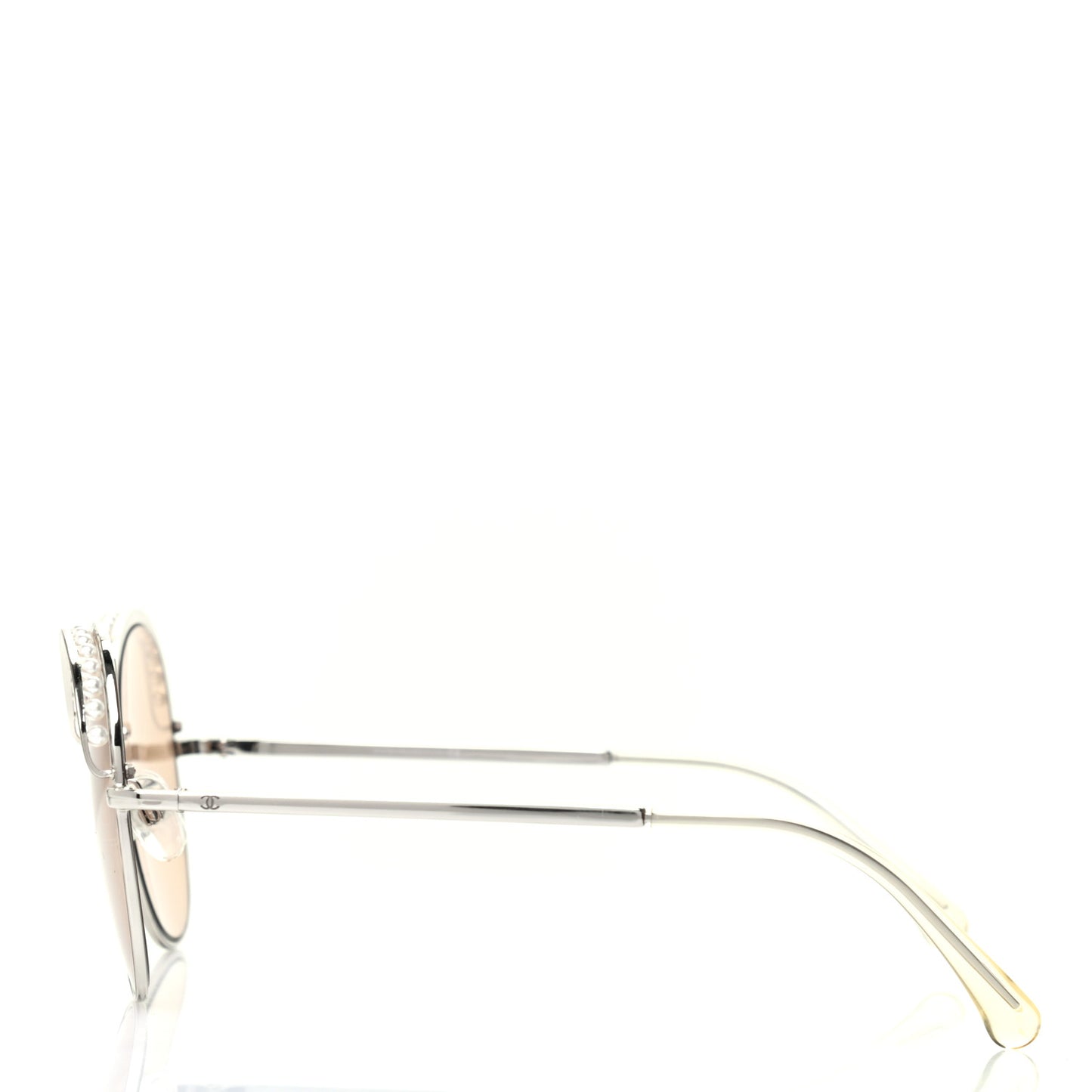 Metal Pearl Sunglasses 4246-H Silver Beige
