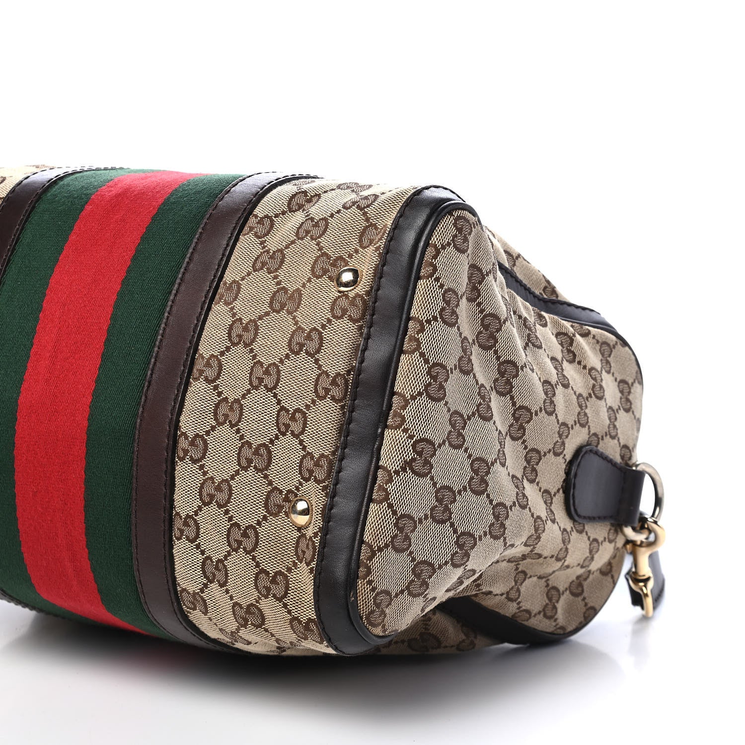 Gucci Monogram Vintage Web Medium Boston Dark Brown 10 of 11