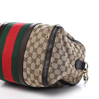 Gucci Monogram Vintage Web Medium Boston Dark Brown 10 of 11