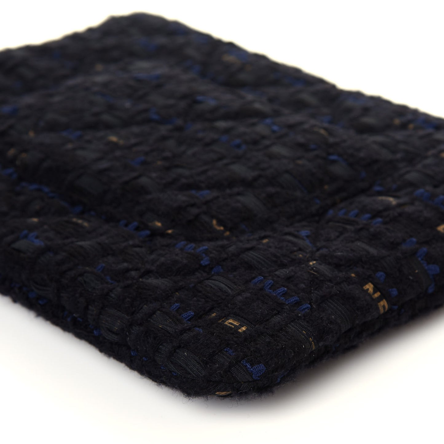 Tweed Quilted Large Chanel 19 Pouch Black Navy Gold