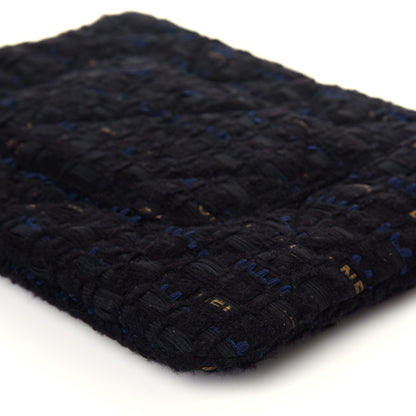 Chanel Tweed Quilted Large Chanel 19 Pouch Black Navy Gold 11 of 13