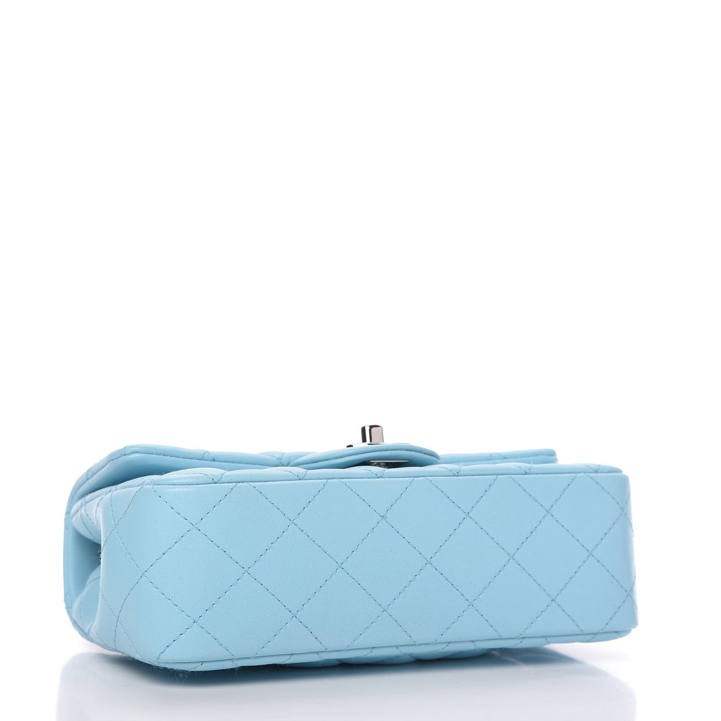 Lambskin Quilted Mini Rectangular Flap Neon Blue
