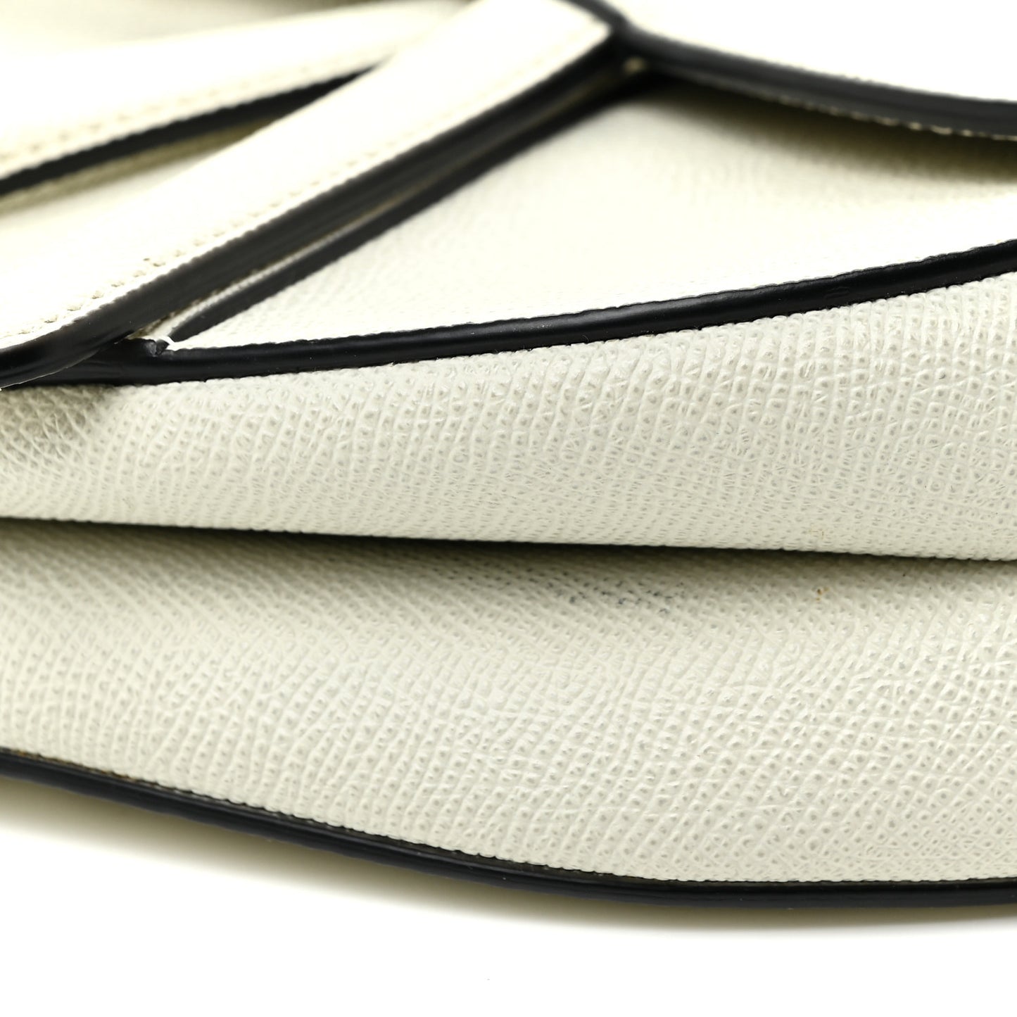 Grained Calfskin Saddle Bag White