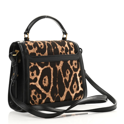 Saint Laurent Canvas Leopard Print Mini Classic Monogram Cassandra Top Handle Black 3 of 12