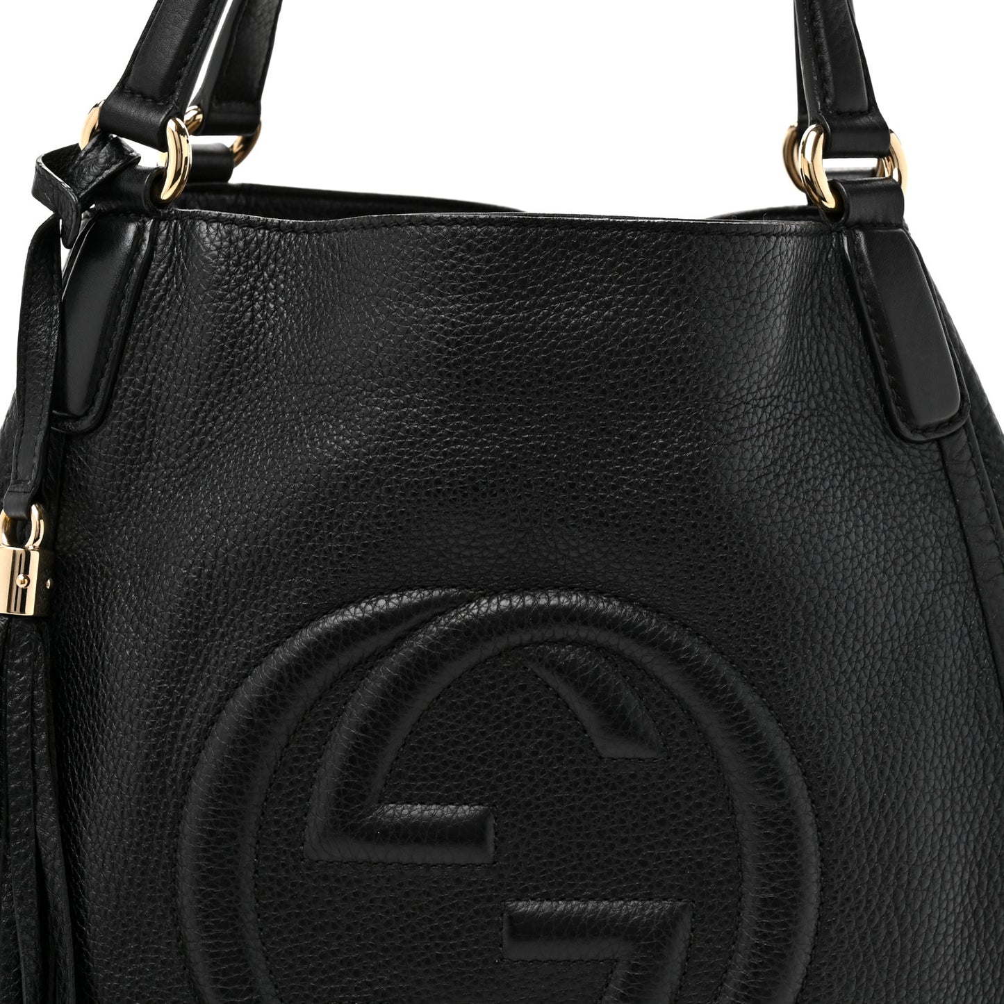 Pebbled Calfskin Medium Soho Shoulder Bag Black