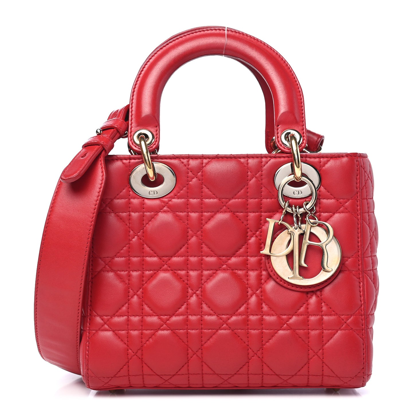 Lambskin Cannage Small Lucky Badges My Lady Dior Red