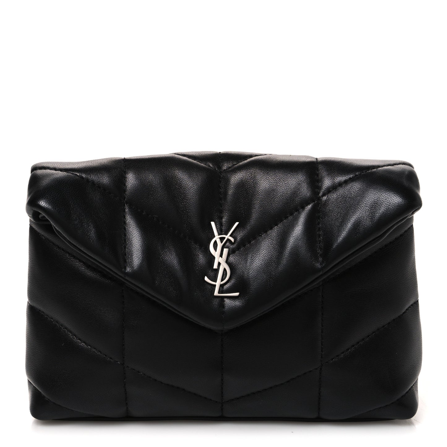 Lambskin Monogram Loulou Puffer Pouch Clutch Black
