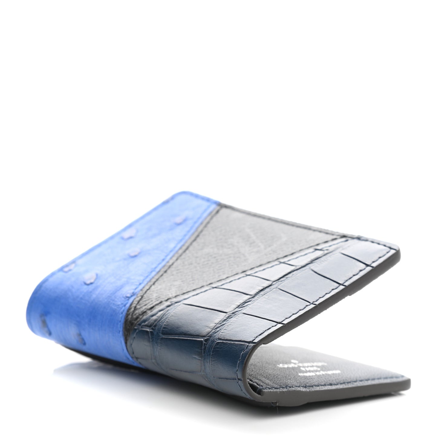 Ostrich Crocodile Pocket Organizer Blue Black