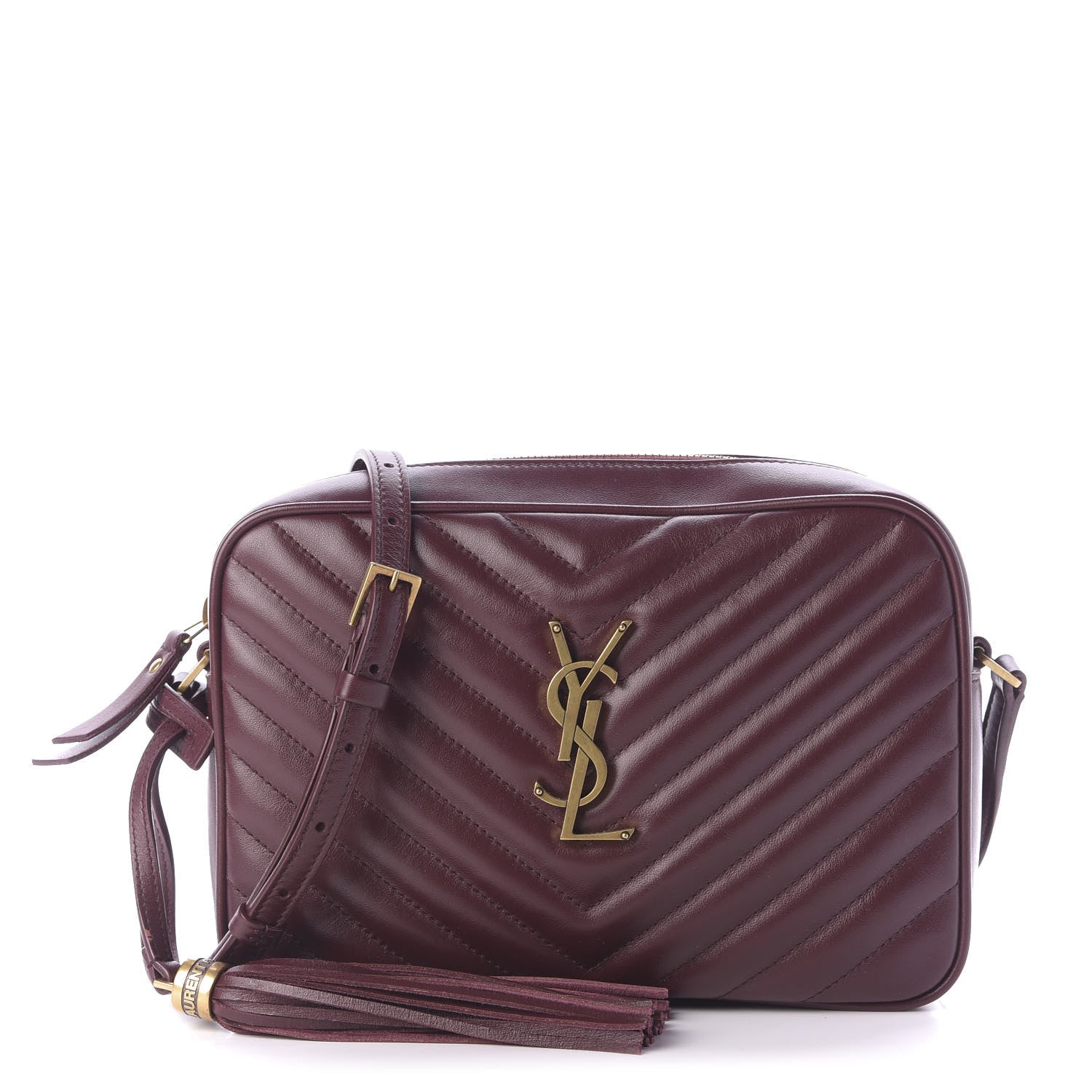 Saint Laurent Calfskin Matelasse Monogram Lou Camera Bag Dark Legion Red 1 of 9