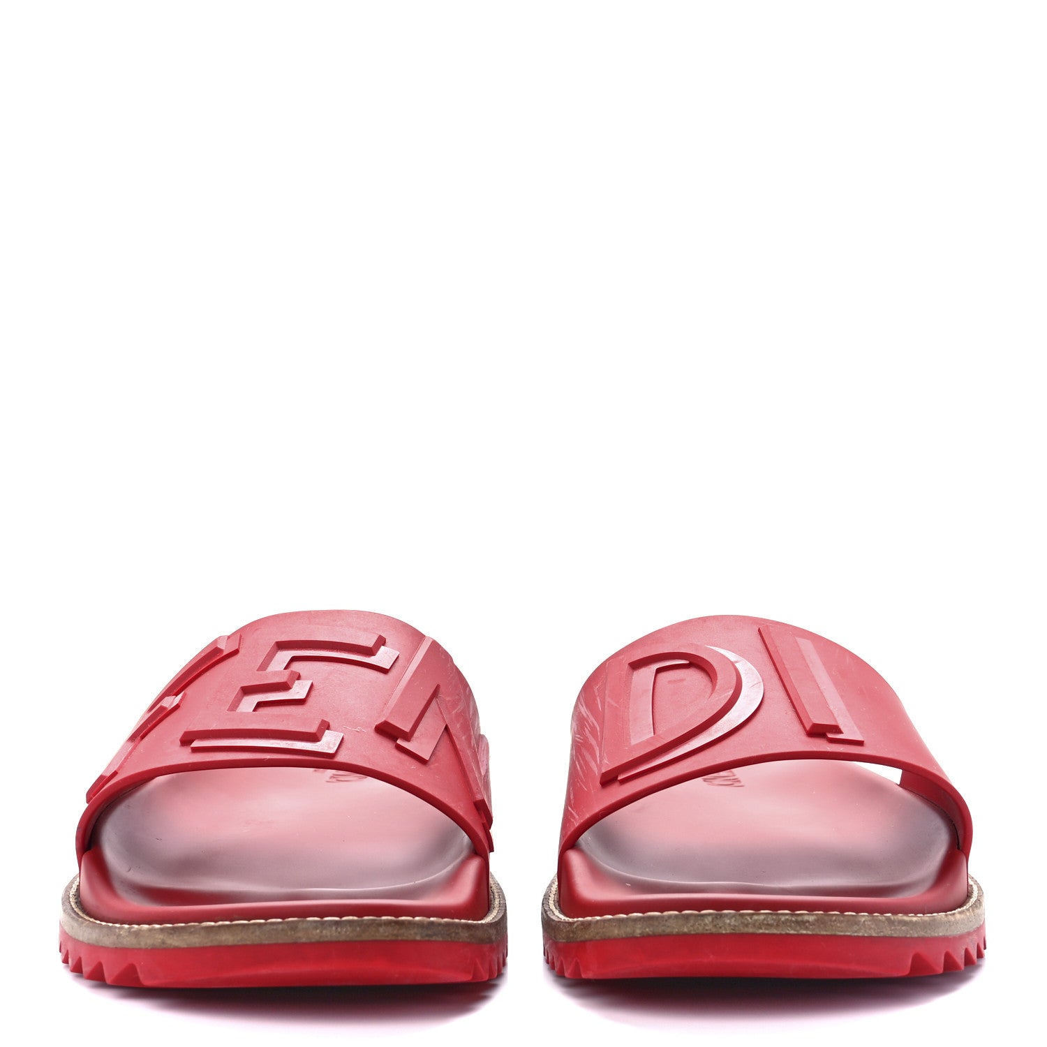 Fendi PVC Logo Mens Slide Sandals 9 Rosso 2 of 8