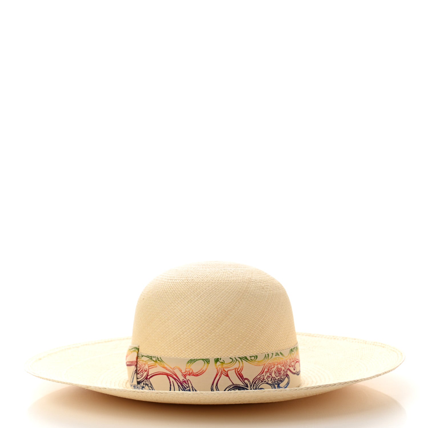 Hermes Straw Brides De Gala Panama Carrousel Hat 56 Naturel Multicolore 3 of 11