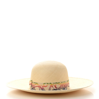 Hermes Straw Brides De Gala Panama Carrousel Hat 56 Naturel Multicolore 3 of 11
