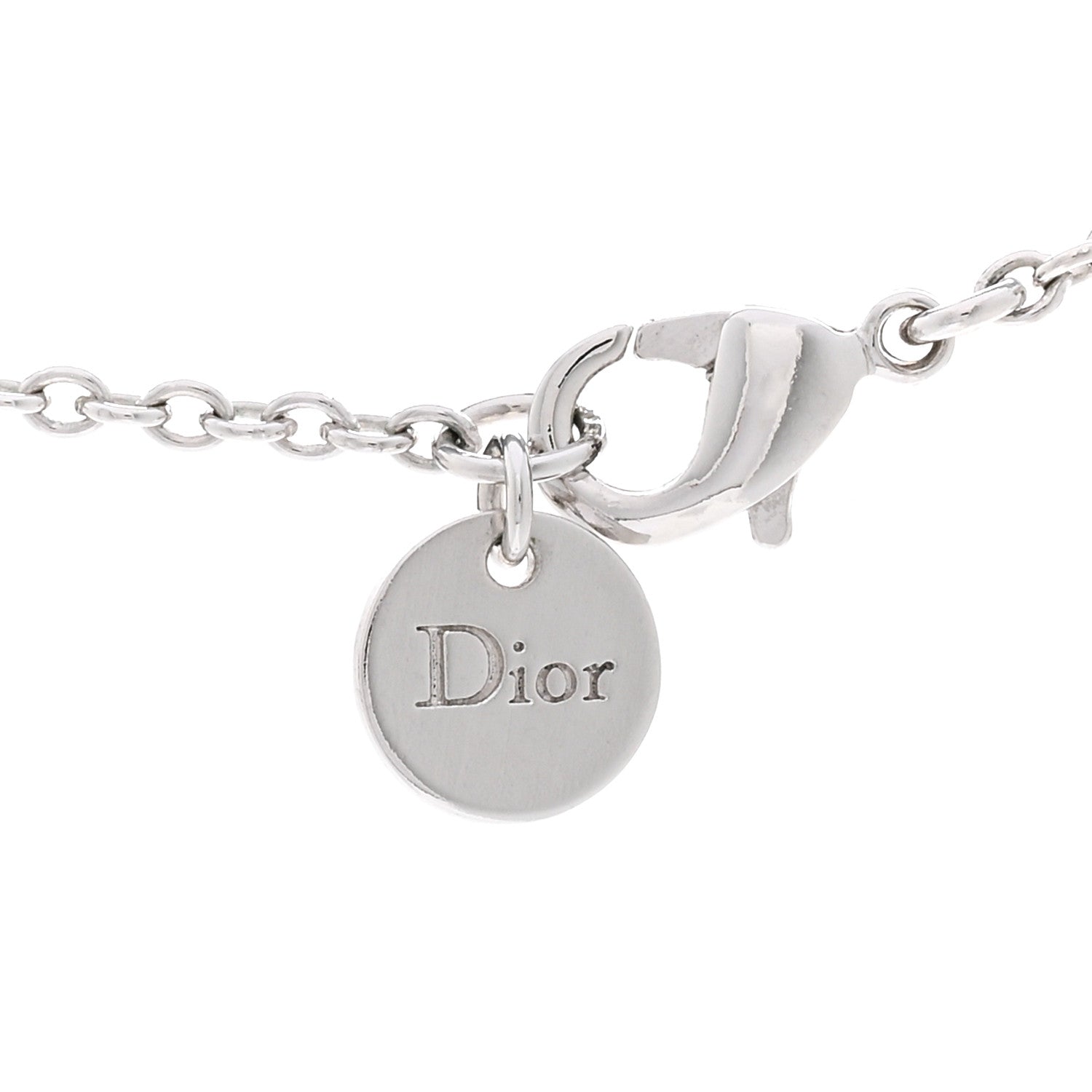 Christian Dior Metal Crystal Clair D Lune Necklace Silver 4 of 4