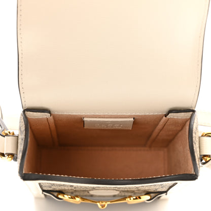 Gucci GG Supreme Monogram Azalea Calfskin Mini Horsebit 1955 Crossbody Bag Beige Ebony Mystic White 5 of 10