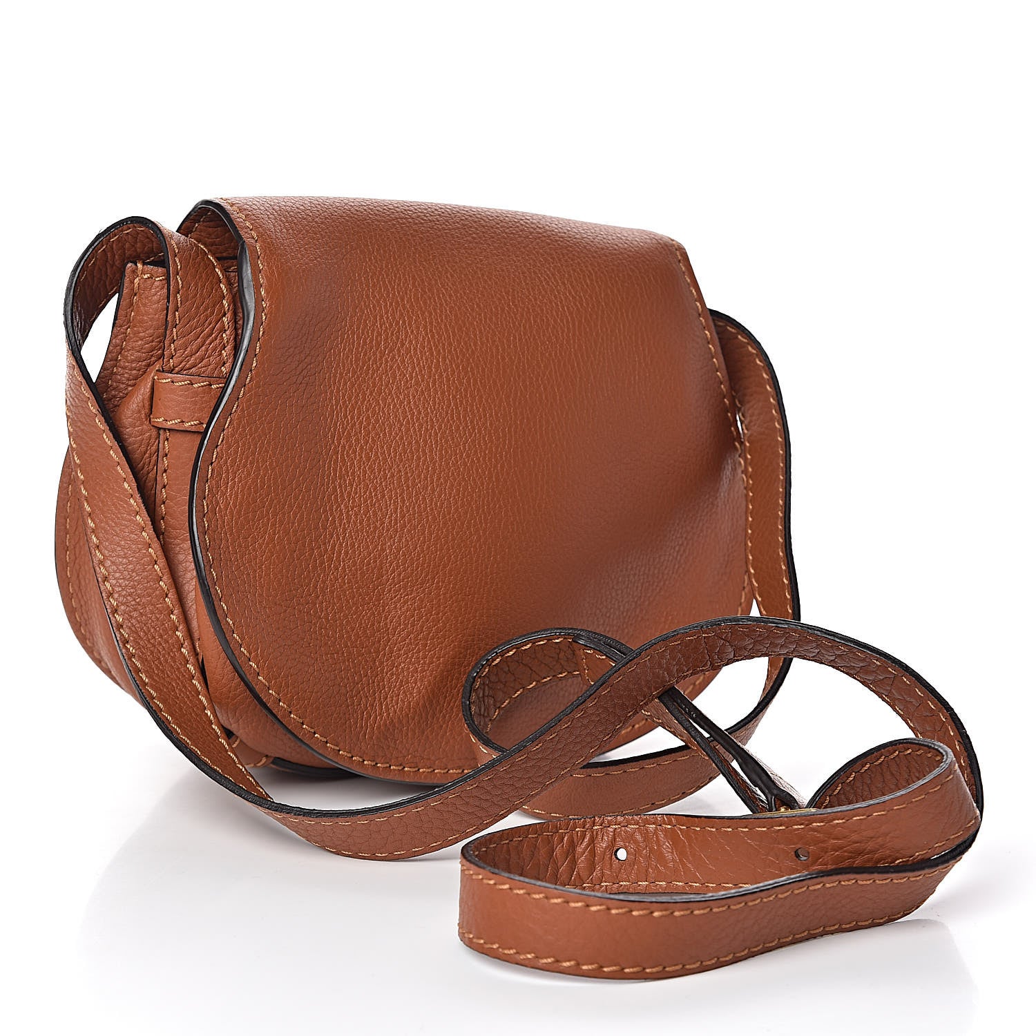 Chloe Calfskin Mini Marcie Round Crossbody Bag Tan 3 of 10