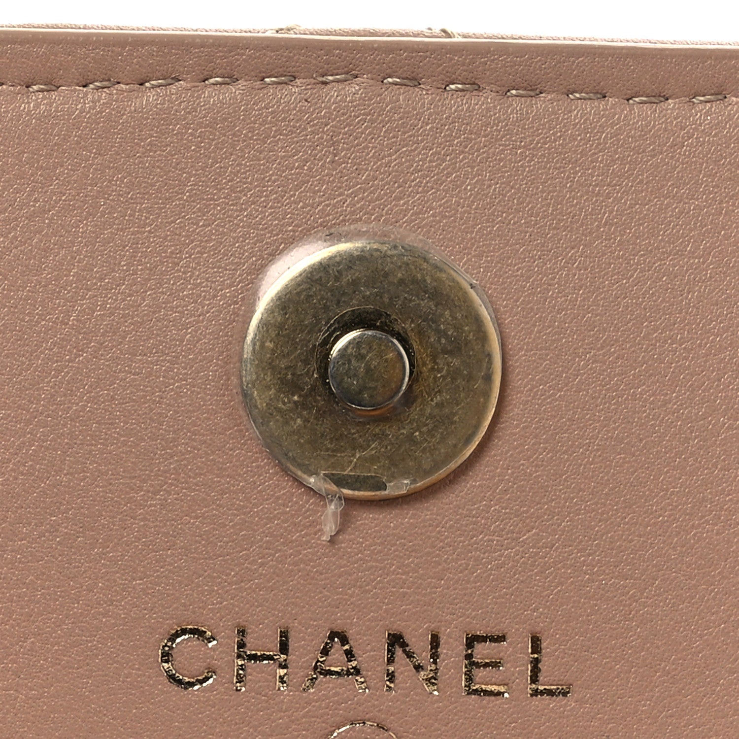 Chanel Calfskin Quilted Logo Flap Case Beige 10 of 15