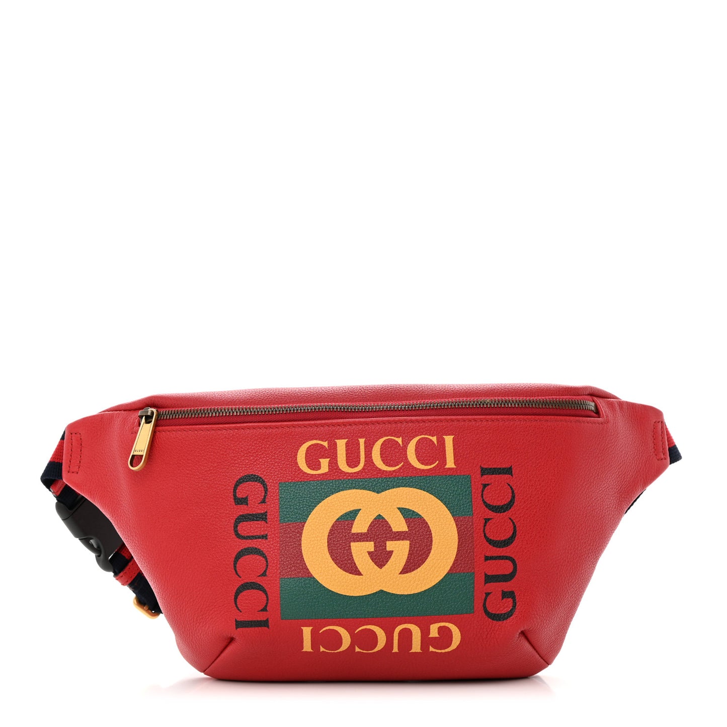 Grained Calfskin Logo Belt Bag Hibiscus Red