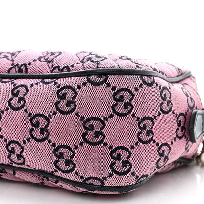 Gucci Monogram Multicolor Matelasse Diagonal Small GG Marmont Chain Shoulder Bag Pink Blue 11 of 12