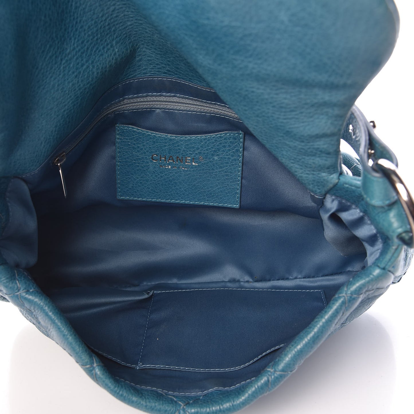 Glazed Calfskin Stitched On The Road Flap Blue